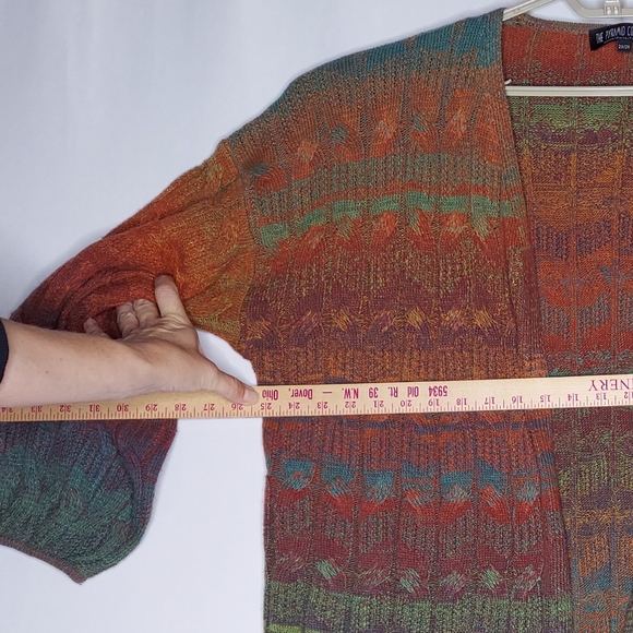 The Pyramid Collection Cardigan Sweater 2X 3X Cableknit Multicolor Elbow Puff Sl - Picture 3 of 9